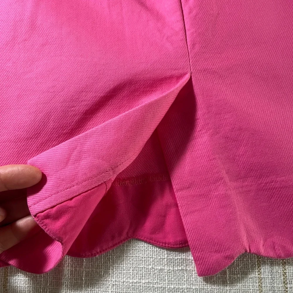 J. Crew Pink Scallop-Hem Pencil Skirt 100% Cotton Size 00